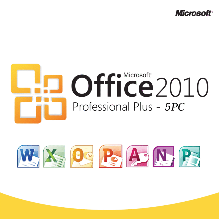 Microsoft Office 2010 Professional Plus License – Lifetime Activation for 5 PCs