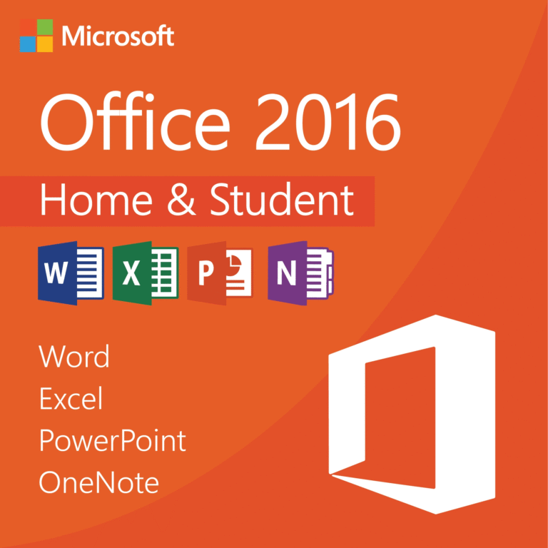 Microsoft Office 2016 Home & Student License Key – Lifetime activation for 1 PC, includes Word, Excel, PowerPoint, and OneNote.